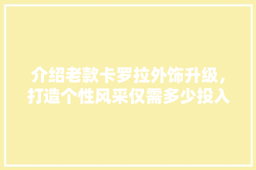 介绍老款卡罗拉外饰升级，打造个性风采仅需多少投入