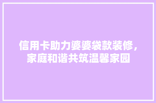 信用卡助力婆婆袋款装修，家庭和谐共筑温馨家园