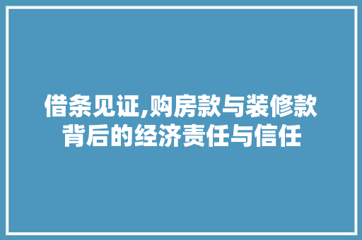 借条见证,购房款与装修款背后的经济责任与信任
