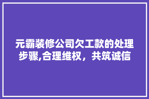 元霸装修公司欠工款的处理步骤,合理维权，共筑诚信