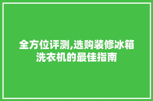 全方位评测,选购装修冰箱洗衣机的最佳指南