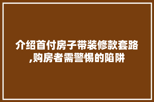 介绍首付房子带装修款套路,购房者需警惕的陷阱