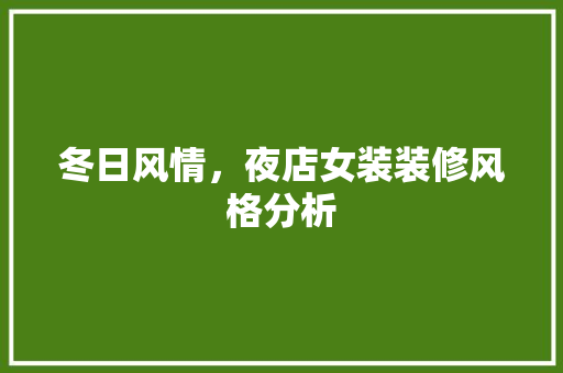 冬日风情，夜店女装装修风格分析