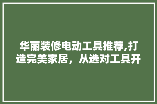 华丽装修电动工具推荐,打造完美家居，从选对工具开始