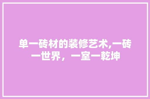 单一砖材的装修艺术,一砖一世界，一室一乾坤