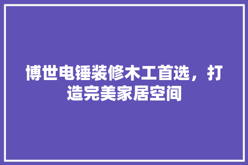 博世电锤装修木工首选，打造完美家居空间