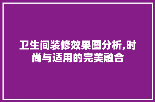 卫生间装修效果图分析,时尚与适用的完美融合