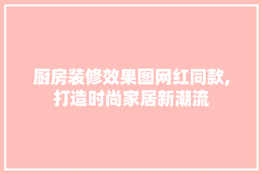 厨房装修效果图网红同款,打造时尚家居新潮流