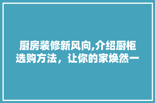 厨房装修新风向,介绍厨柜选购方法，让你的家焕然一新！ 厨房装修新风向,介绍厨柜选购方法，让你的家焕然一新！ 户内维修