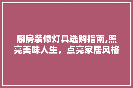 厨房装修灯具选购指南,照亮美味人生，点亮家居风格