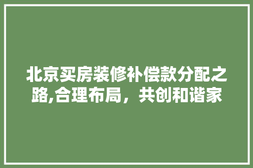北京买房装修补偿款分配之路,合理布局，共创和谐家园