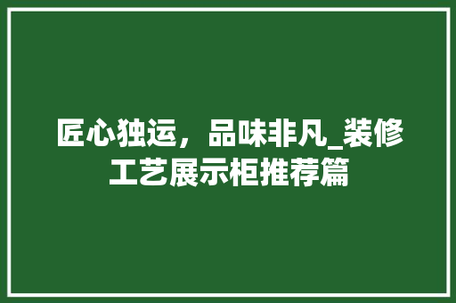 匠心独运，品味非凡_装修工艺展示柜推荐篇