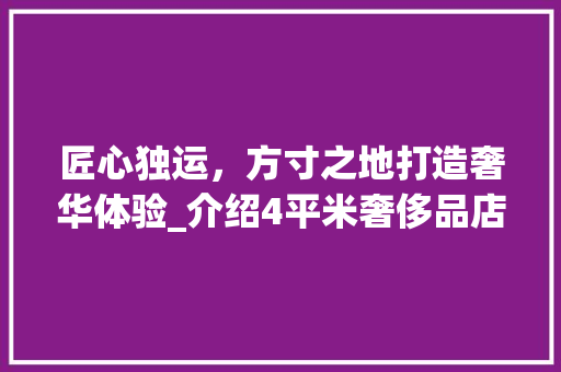匠心独运，方寸之地打造奢华体验_介绍4平米奢侈品店铺装修效果图