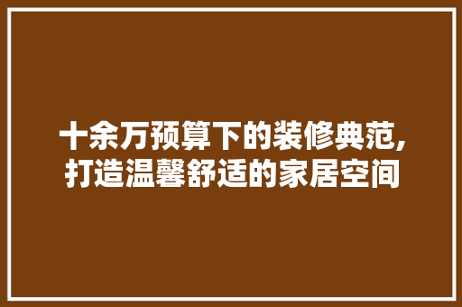 十余万预算下的装修典范,打造温馨舒适的家居空间