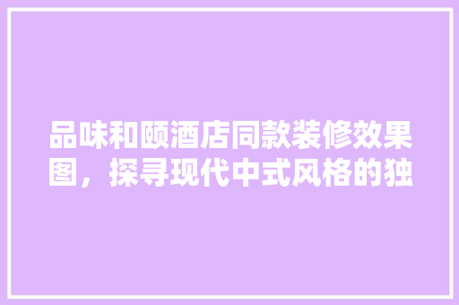 品味和颐酒店同款装修效果图，探寻现代中式风格的独特魅力