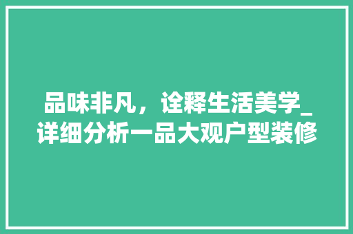 品味非凡，诠释生活美学_详细分析一品大观户型装修效果