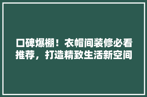 口碑爆棚！衣帽间装修必看推荐，打造精致生活新空间