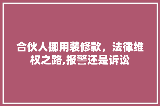 合伙人挪用装修款，法律维权之路,报警还是诉讼