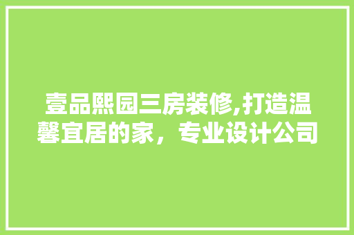 壹品熙园三房装修,打造温馨宜居的家，专业设计公司助力生活品质提升