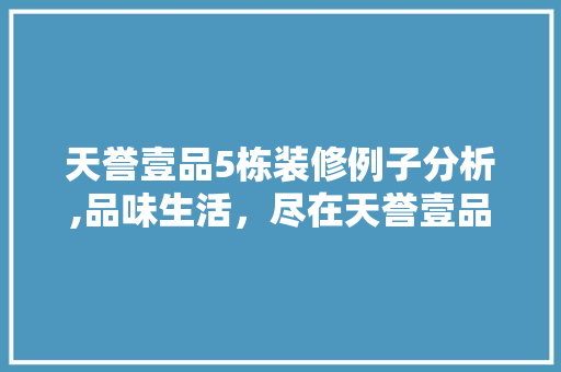 天誉壹品5栋装修例子分析,品味生活，尽在天誉壹品 天誉壹品5栋装修例子分析,品味生活，尽在天誉壹品 居家维修