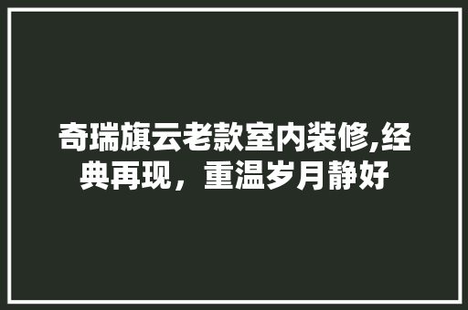奇瑞旗云老款室内装修,经典再现，重温岁月静好 奇瑞旗云老款室内装修,经典再现，重温岁月静好 厨房维修