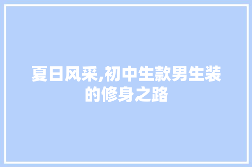 夏日风采,初中生款男生装的修身之路
