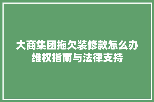大商集团拖欠装修款怎么办维权指南与法律支持 大商集团拖欠装修款怎么办维权指南与法律支持 户内维修