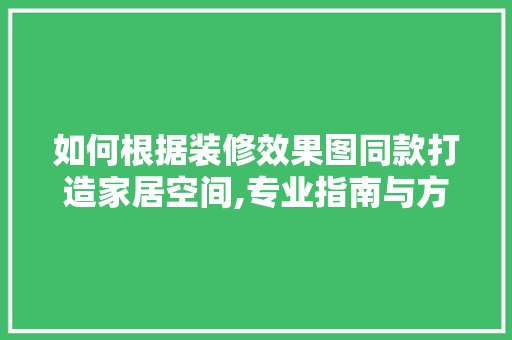 如何根据装修效果图同款打造家居空间,专业指南与方法例子 如何根据装修效果图同款打造家居空间,专业指南与方法例子 家电维修