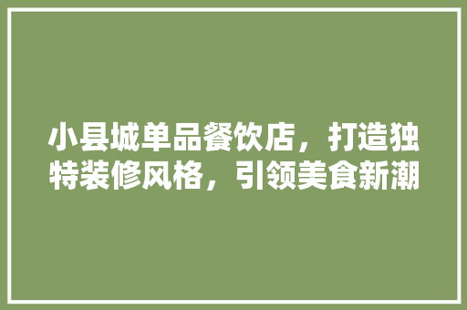 小县城单品餐饮店，打造独特装修风格，引领美食新潮流 小县城单品餐饮店，打造独特装修风格，引领美食新潮流 家电维修