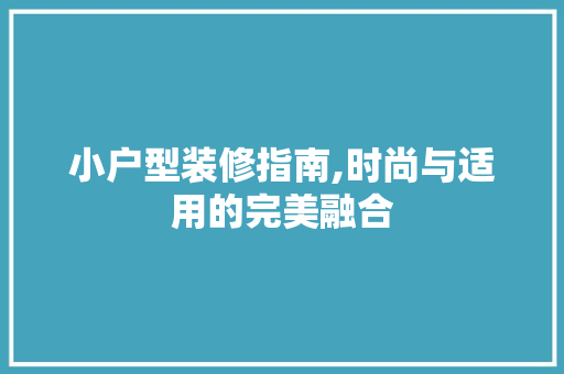 小户型装修指南,时尚与适用的完美融合 小户型装修指南,时尚与适用的完美融合 户内维修