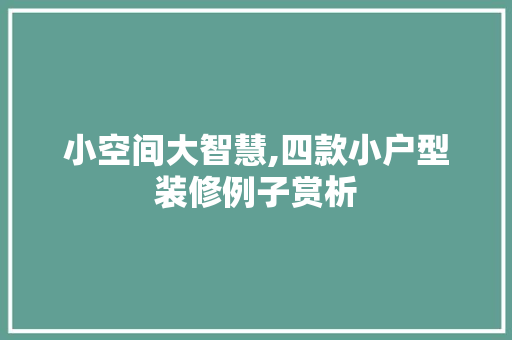 小空间大智慧,四款小户型装修例子赏析 小空间大智慧,四款小户型装修例子赏析 厨房维修