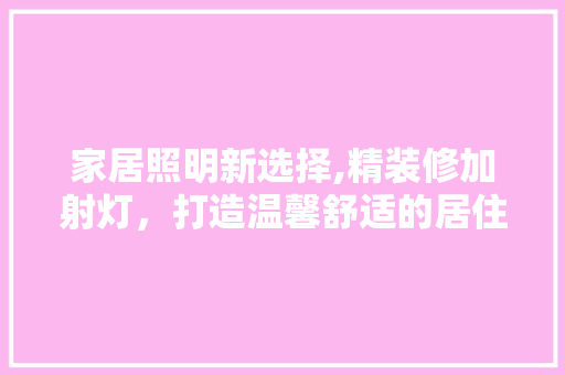 家居照明新选择,精装修加射灯，打造温馨舒适的居住空间 家居照明新选择,精装修加射灯，打造温馨舒适的居住空间 厨房维修