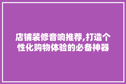 店铺装修音响推荐,打造个性化购物体验的必备神器 店铺装修音响推荐,打造个性化购物体验的必备神器 户内维修
