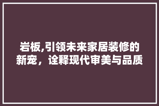 岩板,引领未来家居装修的新宠，诠释现代审美与品质生活 岩板,引领未来家居装修的新宠，诠释现代审美与品质生活 户内维修