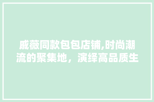 戚薇同款包包店铺,时尚潮流的聚集地，演绎高品质生活方式 戚薇同款包包店铺,时尚潮流的聚集地，演绎高品质生活方式 居家维修