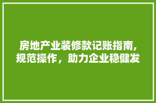 房地产业装修款记账指南,规范操作，助力企业稳健发展 房地产业装修款记账指南,规范操作，助力企业稳健发展 厨房维修