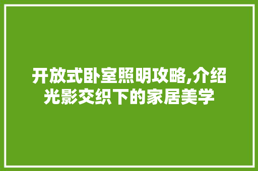 开放式卧室照明攻略,介绍光影交织下的家居美学 开放式卧室照明攻略,介绍光影交织下的家居美学 户内维修