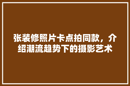 张装修照片卡点拍同款，介绍潮流趋势下的摄影艺术 张装修照片卡点拍同款，介绍潮流趋势下的摄影艺术 家电维修