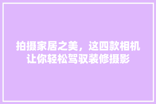 拍摄家居之美，这四款相机让你轻松驾驭装修摄影 拍摄家居之美，这四款相机让你轻松驾驭装修摄影 户内维修