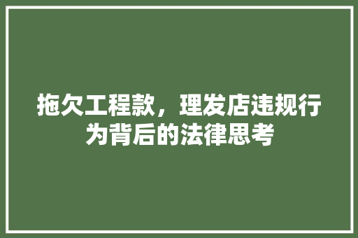 拖欠工程款，理发店违规行为背后的法律思考 拖欠工程款，理发店违规行为背后的法律思考 户内维修