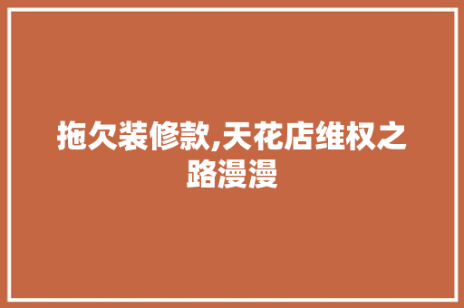 拖欠装修款,天花店维权之路漫漫 拖欠装修款,天花店维权之路漫漫 家电维修