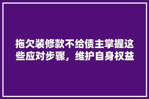 拖欠装修款不给债主掌握这些应对步骤，维护自身权益！ 拖欠装修款不给债主掌握这些应对步骤，维护自身权益！ 家电维修