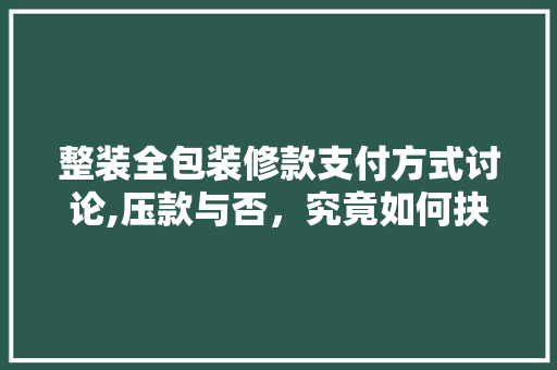 整装全包装修款支付方式讨论,压款与否，究竟如何抉择 整装全包装修款支付方式讨论,压款与否，究竟如何抉择 户内维修