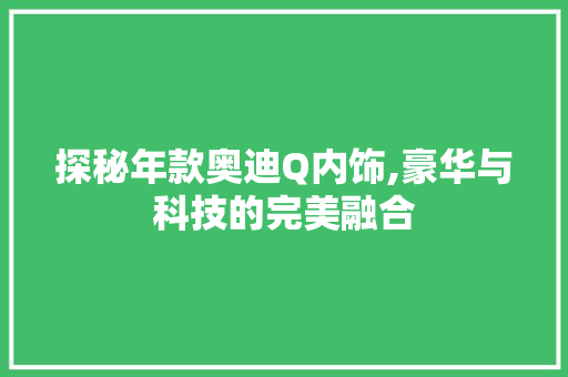 探秘年款奥迪Q内饰,豪华与科技的完美融合 探秘年款奥迪Q内饰,豪华与科技的完美融合 墙体维修