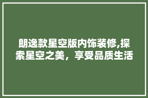 朗逸款星空版内饰装修,探索星空之美，享受品质生活 朗逸款星空版内饰装修,探索星空之美，享受品质生活 厨房维修