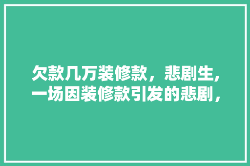 欠款几万装修款，悲剧生,一场因装修款引发的悲剧，警示装修行业规范管理 欠款几万装修款，悲剧生,一场因装修款引发的悲剧，警示装修行业规范管理 厨房维修