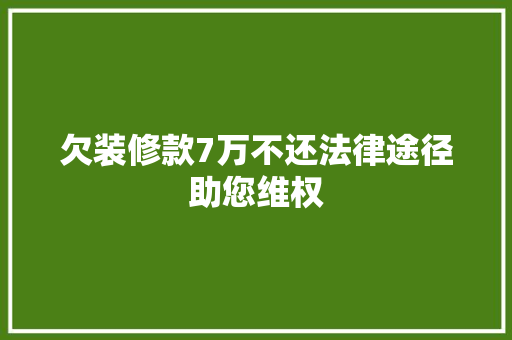 欠装修款7万不还法律途径助您维权 欠装修款7万不还法律途径助您维权 厨房维修