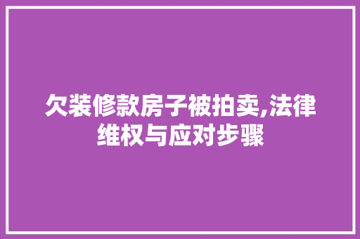 欠装修款房子被拍卖,法律维权与应对步骤 欠装修款房子被拍卖,法律维权与应对步骤 居家维修