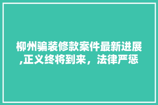 柳州骗装修款案件最新进展,正义终将到来，法律严惩不贷 柳州骗装修款案件最新进展,正义终将到来，法律严惩不贷 居家维修