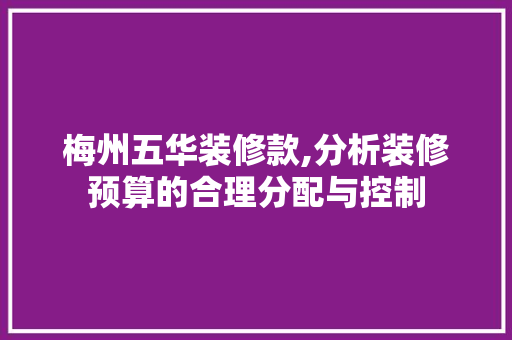 梅州五华装修款,分析装修预算的合理分配与控制 梅州五华装修款,分析装修预算的合理分配与控制 厨房维修